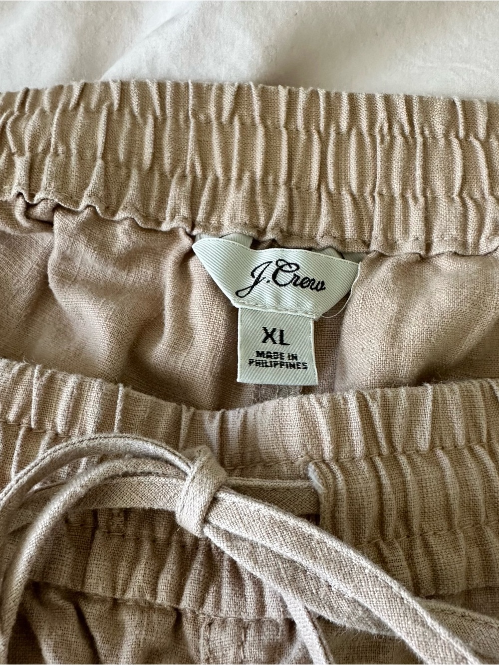 J.Crew Tan Linen Blend Pants Drawstring Elastic Waist Cropped Women’s Size XL - Picture 9 of 11